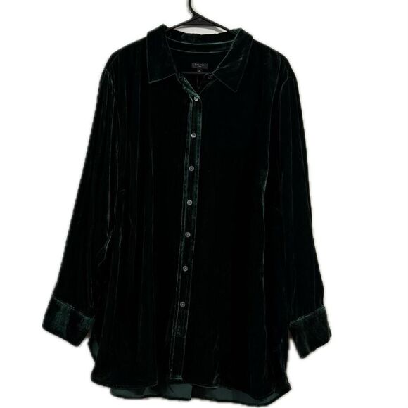 Talbots ￼ Womens  3x crushed velvet button down blouse/tunic ￼￼ - Picture 1 of 5